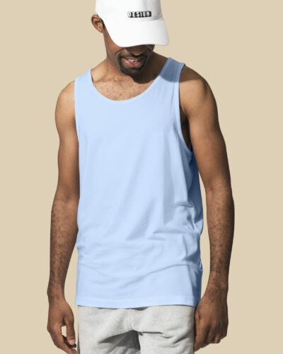 african american man wearing white tank top with white cap